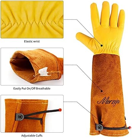 Morzejar Leather Thorn-Proof Gardening Gloves – Medium - Image 5