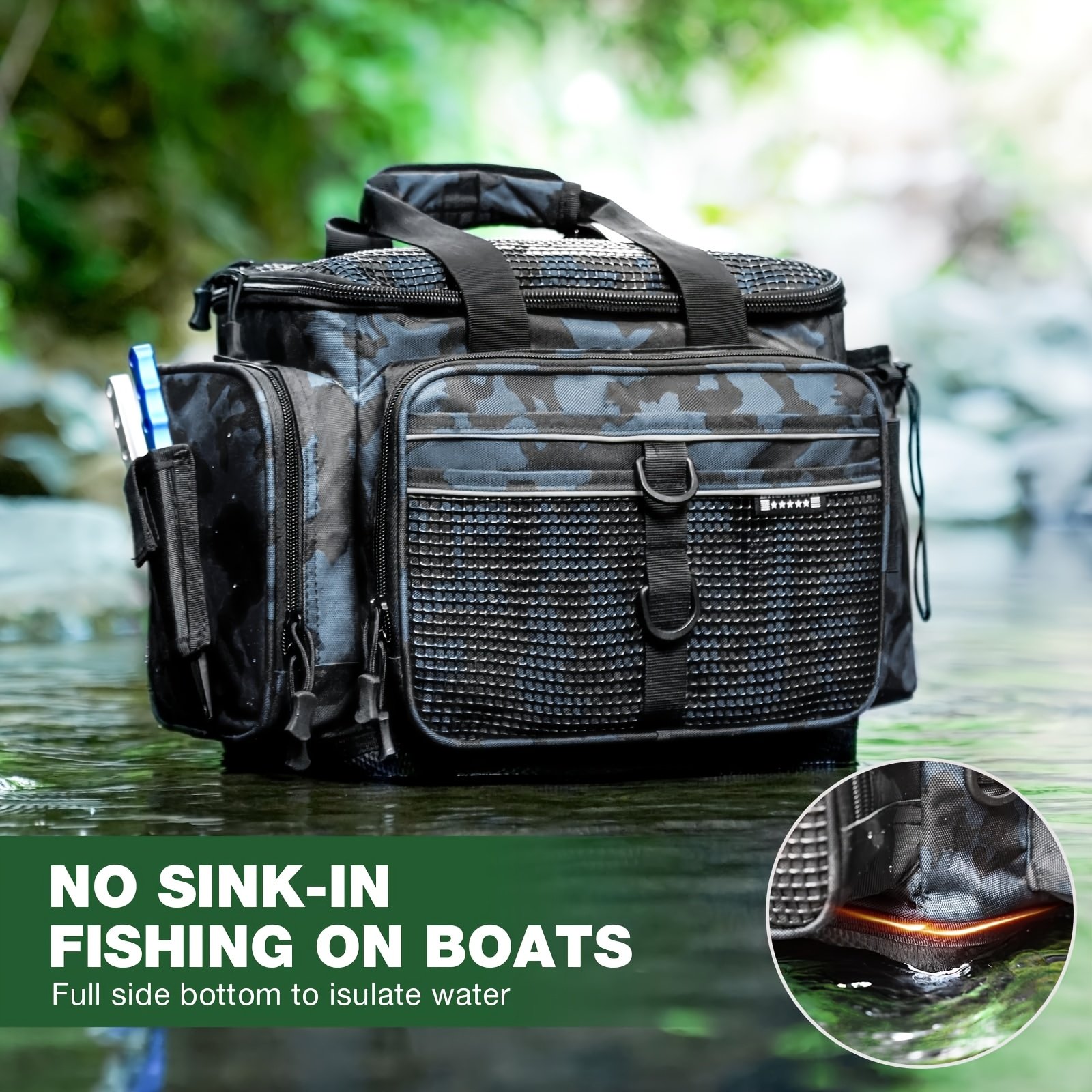 Ghosthorn Waterproof Fishing Tackle Bag with 4 3600 Tackle Boxes - Image 6