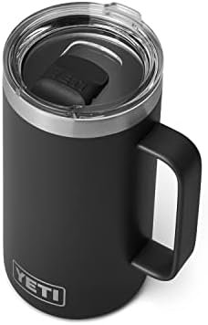 YETI Rambler 24 oz ceramic-lined stackable mug in black with insulated stainless steel construction
