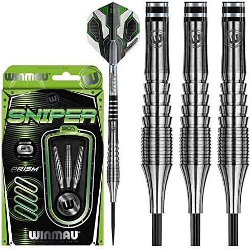 Winmau Sniper 90 percent tungsten professional steel tip darts with Prism flights and shafts
