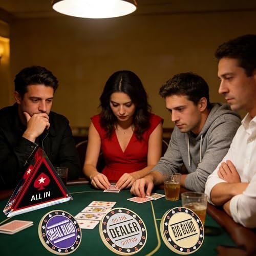 4-Piece Metal Poker Dealer Button Set – Dealer, Big Blind, Small Blind & Crystal All-In Buttons for Texas Hold’em - Image 7