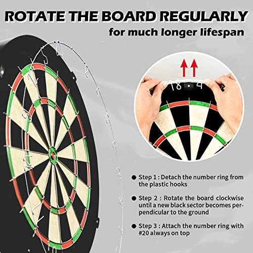 LinkVisions Sisal Bristle Dartboard Set – Tournament Size Staple-Free Bullseye with 12 Steel Tip Darts & Mounting Kit - Image 6