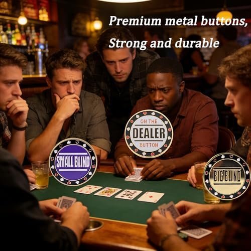 4-Piece Metal Poker Dealer Button Set – Dealer, Big Blind, Small Blind & Crystal All-In Buttons for Texas Hold’em - Image 5