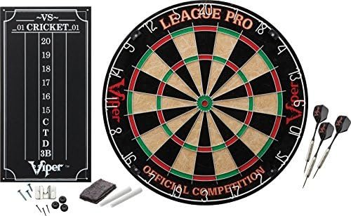 Viper League Pro Regulation Sisal Bristle Steel Tip Dartboard Starter Set with Chalk Cricket Scoreboard & Steel Tip Darts - Image 4