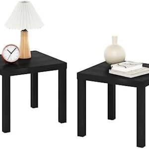 Furinno Classic Homey black square Parsons side tables set of two