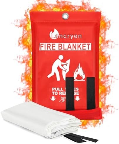 Lancryen Emergency Fire Blanket 40″ x 40″ – Fiberglass