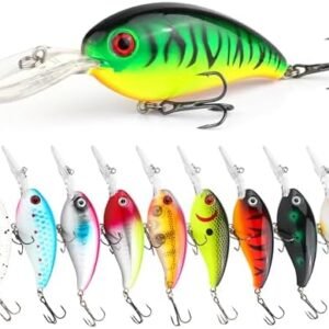10-piece crankbait fishing lure set with 4-inch deep-diving hard baits and treble hooks