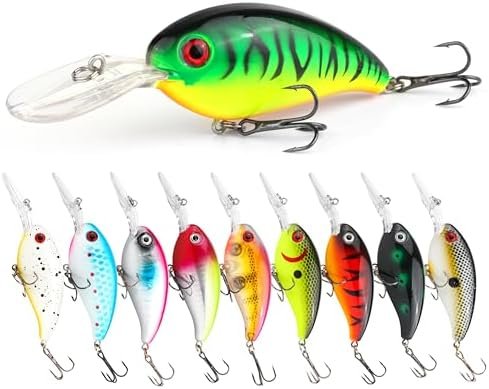 10-Piece Crankbait Fishing Lures Set – 4-Inch Deep Diver, 1/2 oz