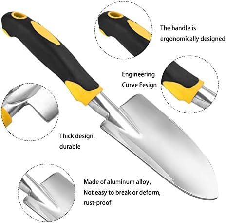 Garden Hand Trowel Mini Shovel – Cast Aluminum, Yellow - Image 4