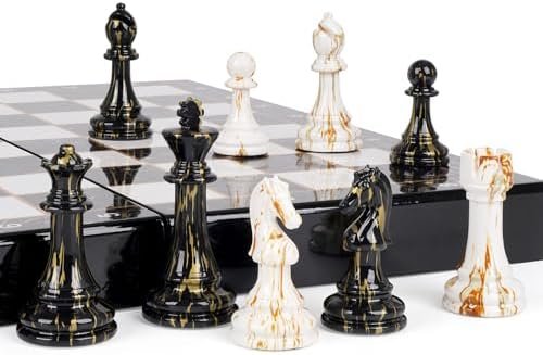 15 Inch Large Wooden Chess Set with Weighted Acrylic Pieces - Image 7