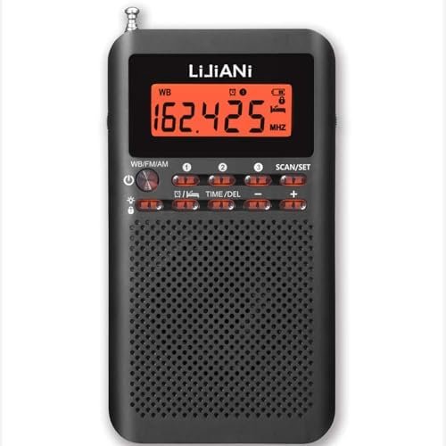 NOAA Weather Alert Radio – AM/FM/WB, LCD Display, 2 AA