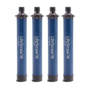 LifeStraw Personal Water Filter 4 pack in navy for hiking camping travel and emergency preparedness