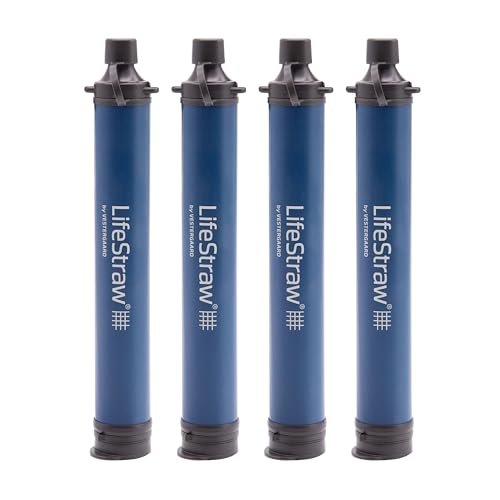 LifeStraw Personal Water Filter 4 pack in navy for hiking camping travel and emergency preparedness
