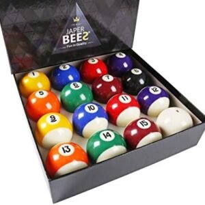 JAPER BEES 16-piece billiard ball set with 2-1/4-inch standard-size pool balls