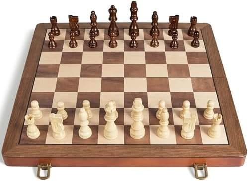 ELONGDI 15 Inch Wooden Magnetic Chess Set with Extra Queens - Image 6