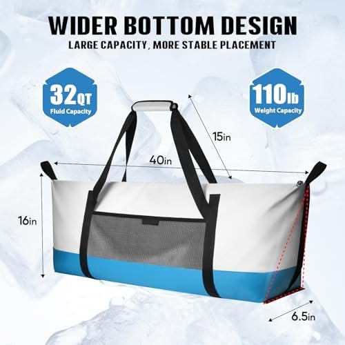 THKFISH Insulated Fish Cooler Bag, Fish Kill Bag for Caught Fish | 40x16in/25x17.5in Portable Waterproof Insulated Fish Bag Keeps Ice for 24 Hours Sports & Outdoors - Color : GREY-40x16x6.5 - Image 2