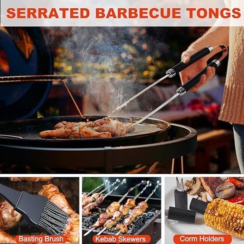 22-Piece BBQ Grill Tools Set with Stainless Steel Utensils & Case - Image 4