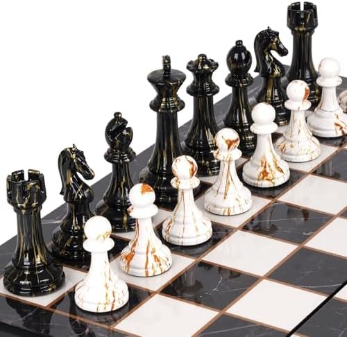15 Inch Large Wooden Chess Set with Weighted Acrylic Pieces - Image 5