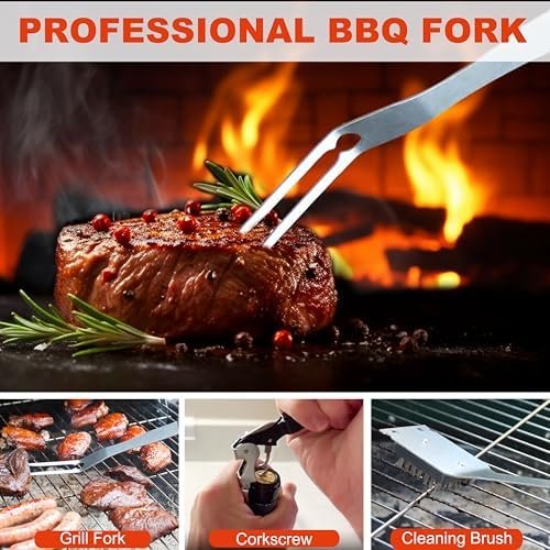 22-Piece BBQ Grill Tools Set with Stainless Steel Utensils & Case - Image 6
