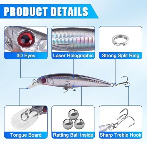 AGOOL 6-Piece Saltwater Fishing Lure Kit – 5-Inch Hard Baits - Image 3