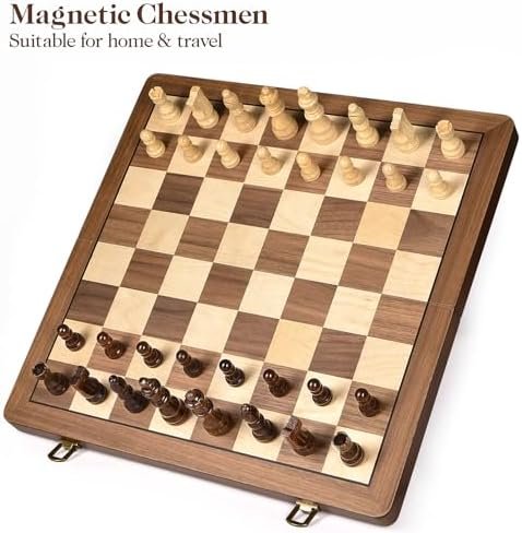ELONGDI 15 Inch Wooden Magnetic Chess Set with Extra Queens - Image 9
