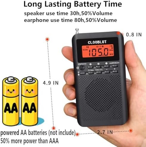 NOAA Weather Alert Radio – AM/FM/WB, LCD Display, 2 AA - Image 3
