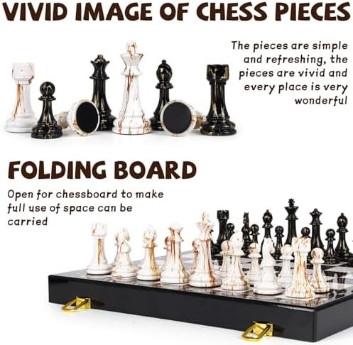 15 Inch Large Wooden Chess Set with Weighted Acrylic Pieces - Image 4
