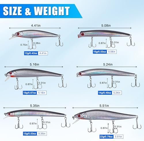 AGOOL 6-Piece Saltwater Fishing Lure Kit – 5-Inch Hard Baits - Image 5