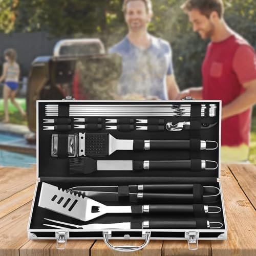 22-Piece BBQ Grill Tools Set with Stainless Steel Utensils & Case - Image 7