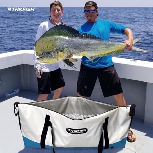 THKFISH Insulated Fish Cooler Bag, Fish Kill Bag for Caught Fish | 40x16in/25x17.5in Portable Waterproof Insulated Fish Bag Keeps Ice for 24 Hours Sports & Outdoors - Color : GREY-40x16x6.5 - Image 7