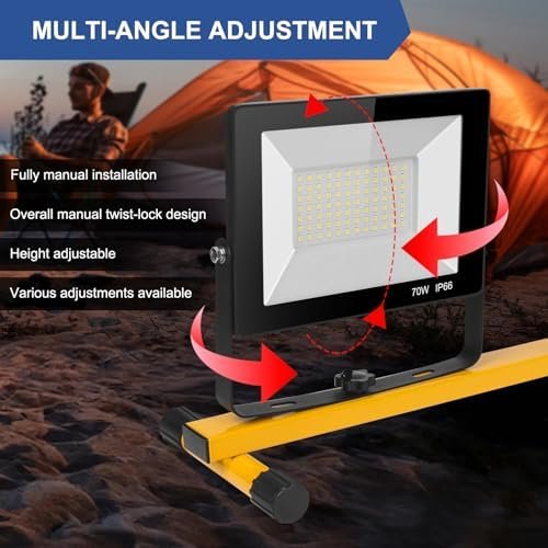 21,000 Lumen LED Work Lights with Stand, 3 Adjustable Lamps - Image 4