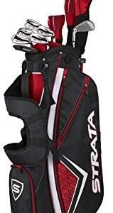 Strata Plus 14-piece men's golf club set with driver, irons, putter and stand bag left