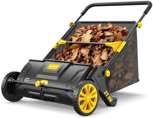 PHLEX PRO 21-Inch Push Lawn Sweeper with 3.5 Cu. Ft. Hopper