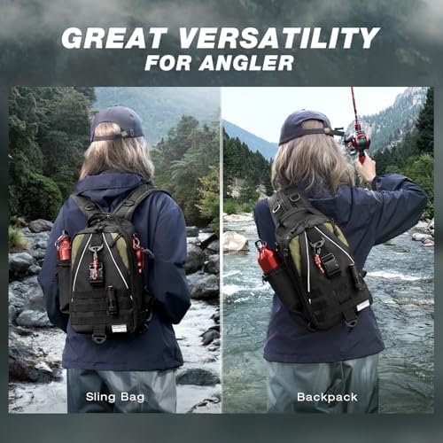 Ghosthorn Fishing Backpack with Rod Holder, Black, Large - Image 4