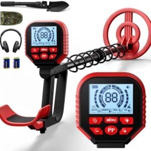 Professional metal detector with LCD display, adjustable shaft and waterproof search coil