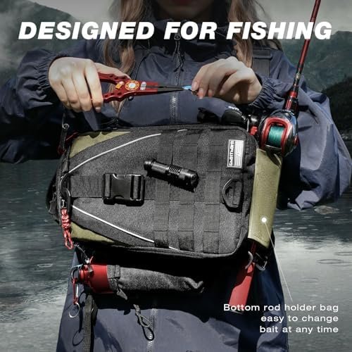 Ghosthorn Fishing Backpack with Rod Holder, Black, Large - Image 3